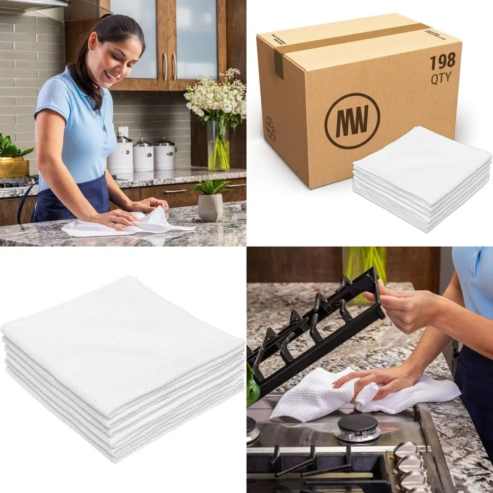 

Bulk Microfiber Wale Weave Kitchen Towels | 16x16 in. (198 Pack) | Absorbent, Lint-Free, Thick, Reusable, Commercial Grade, Idea
