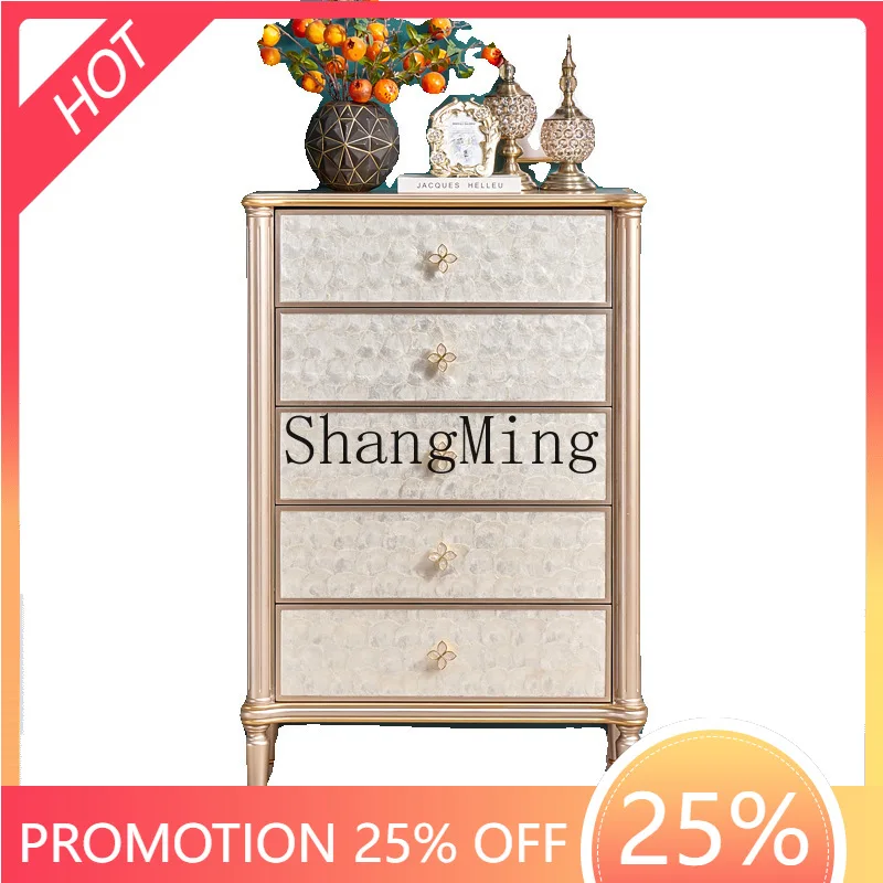 SM new light luxury solid wood shell chest cabinet champagne silver locker storage side cabinet