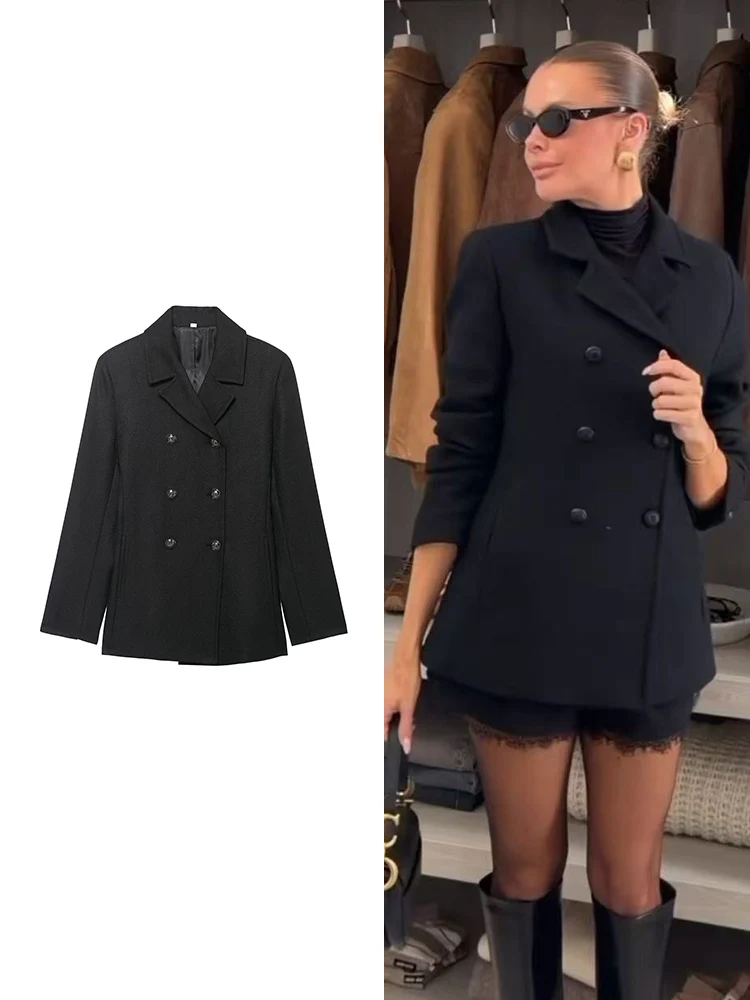 الخريف الشتاء النساء المعاطف الصوفية موضة سليم صالح مزدوجة الصدر سترة أنيقة التلبيب الدافئة الشارع الشهير سيدة ملابس خارجية أنيقة