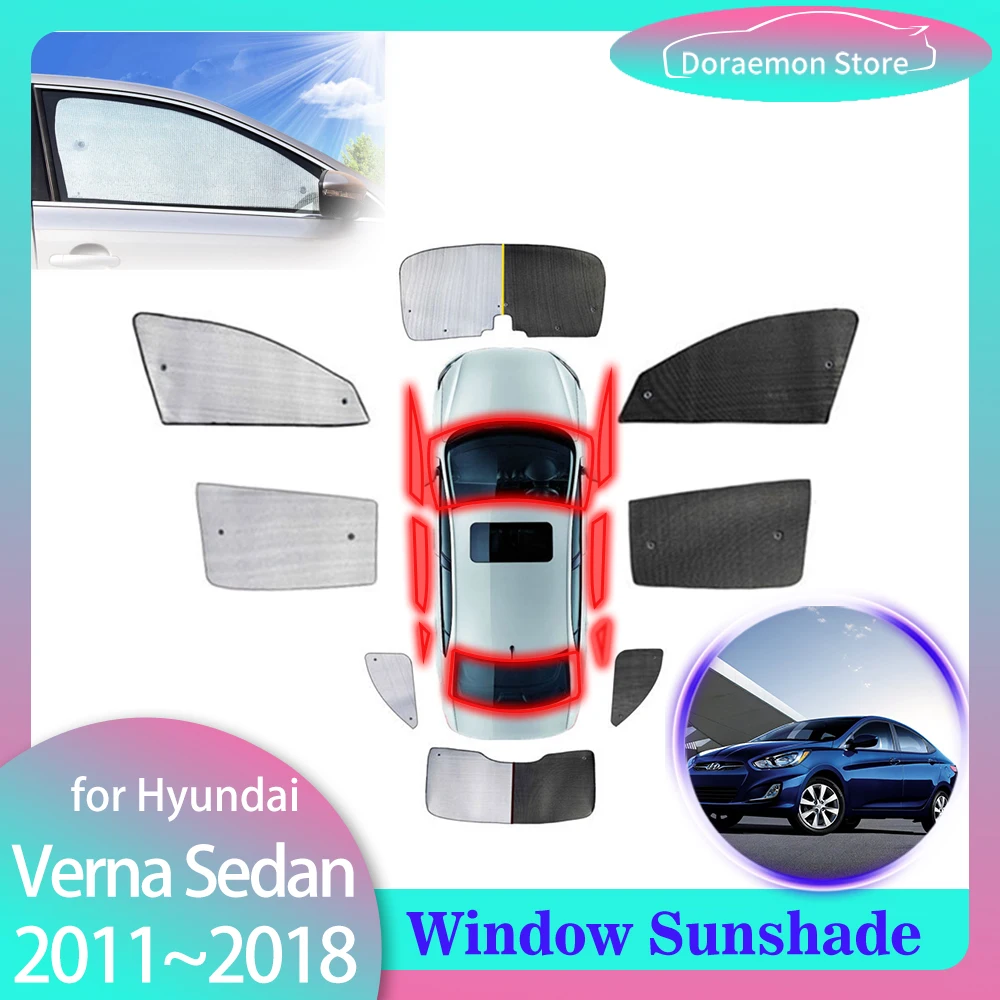 

Full Cover Sunshades for Hyundai Verna Solaris i25 Accent 2011~2018 Grand Avega Sedan Rear Windshield Curtain Windows Visor Mats