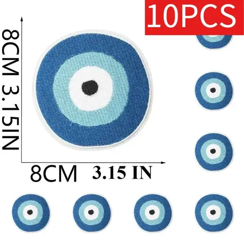 10/12PCS Wholesale Ethnic Style Patches, Embroidered Sun and Evil Eye Iron On For Bag Purse DIY Unique Gift