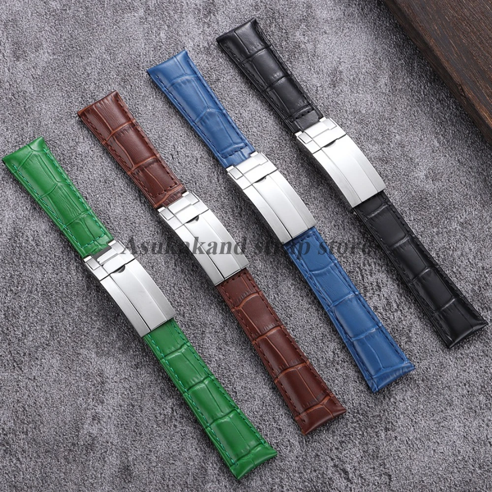 レザー時計ストラップ 20 ミリメートルロレックスサブマリーナーデイトナ GMT ウォーターゴースト用クロコダイルパターン牛革折りたたみバックルメンズバンド