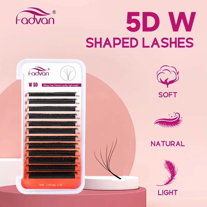 FADVAN Light 5D W en forma de 0,07mm M/C/D extensiones de pestañas curvadas gradiente pestañas de visón sintético pestañas de volumen prefabricadas