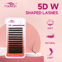 FADVAN Light 5D W Shaped 0.07mm M/C/D Curved Eyelash Extensions Gradient Faux Mink Lashes Premade Volume Fans Eyelashes