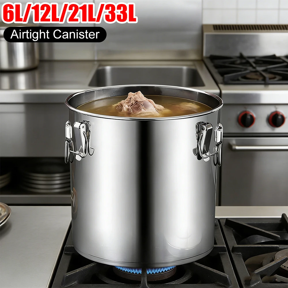 6-12-21-33l-ステンレス鋼気密キャニスター食品保存容器食品油砂糖ミルク保存バケツ家庭用キッチン用