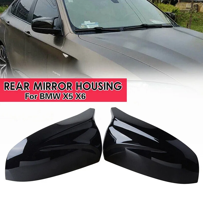 

2 шт., боковая прямая замена автомобиля, глянцевая черная крышка бокового зеркала, крышки крыла для BMW X5 E70 X6 E71 2007-2013 L & R
