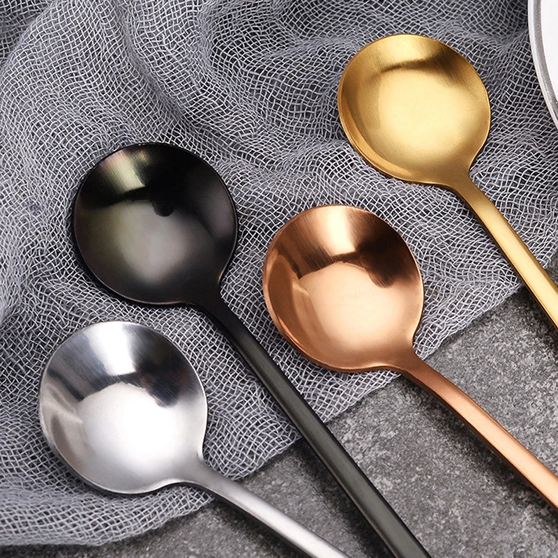 304 Stainless Steel Coffee Spoon Round Head Spoon Korean Style Spoons Honey Dessert Gift Mixing Spoon Tableware