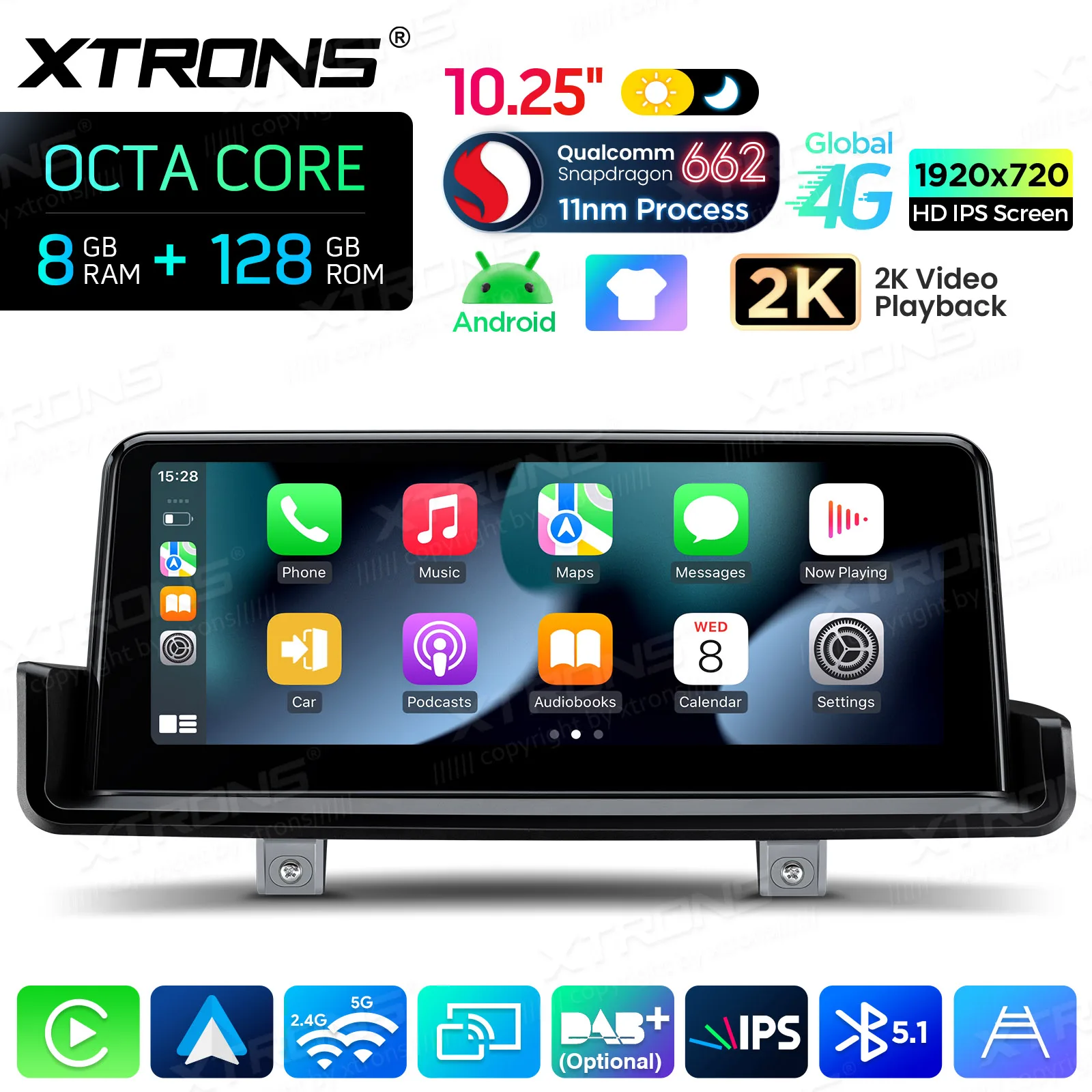 XTRONS Autoradio multimediale Android da 10,25 pollici per BMW Serie 3 E90 Sedan E91 E92 E93 LHD Snapdragon con Carplay AA WIFI