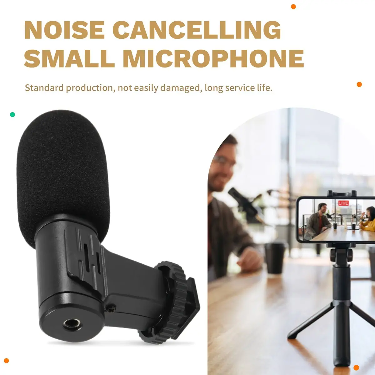 Microphone vidéo ABQX, microphone à condensateur pour caméra, idéal pour enregistrer des interviews et des vlogs, compatible avec les téléphones et les appareils photo reflex numériques, microphone 3,5 mm.