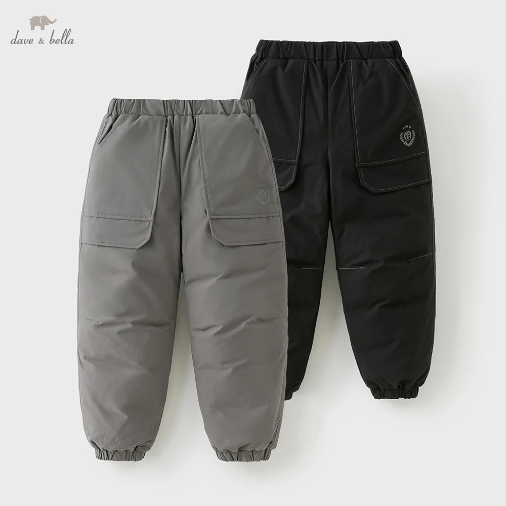 Dave Bella Boys Down Pants Autumn Winter Children White Duck Down Trousers Elastic Waist Plush Outerwear Kids Clothing DK4254667