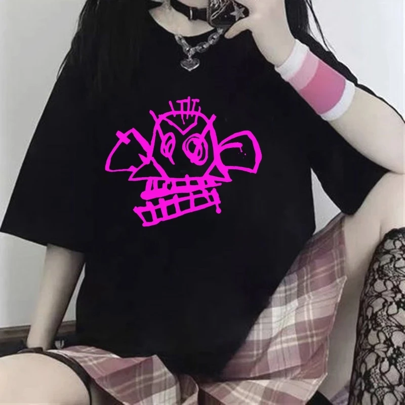 Anime Arcane T Shirt Men Kawaii Cartoon Jinx Graphic Tees Punk Gothic Style Hip Hop Tops T-shirt Harajuku Unisex Tshirt Male