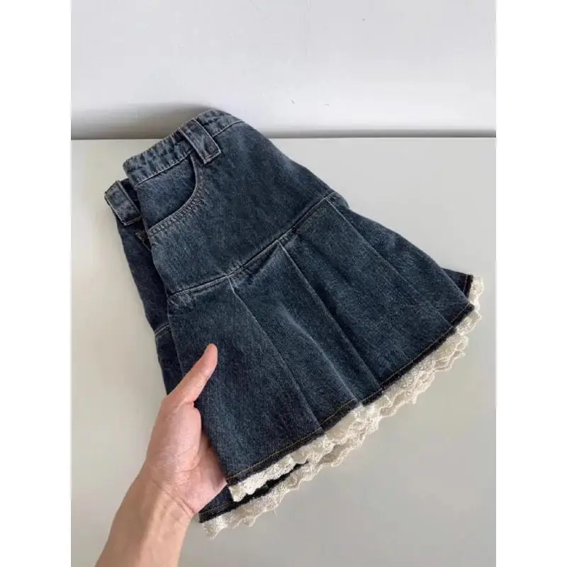 

Ruffle Denim Skirt Lace Pleated Women's Skirt Spring 2026 Neutral Design Other Fabric Other Process