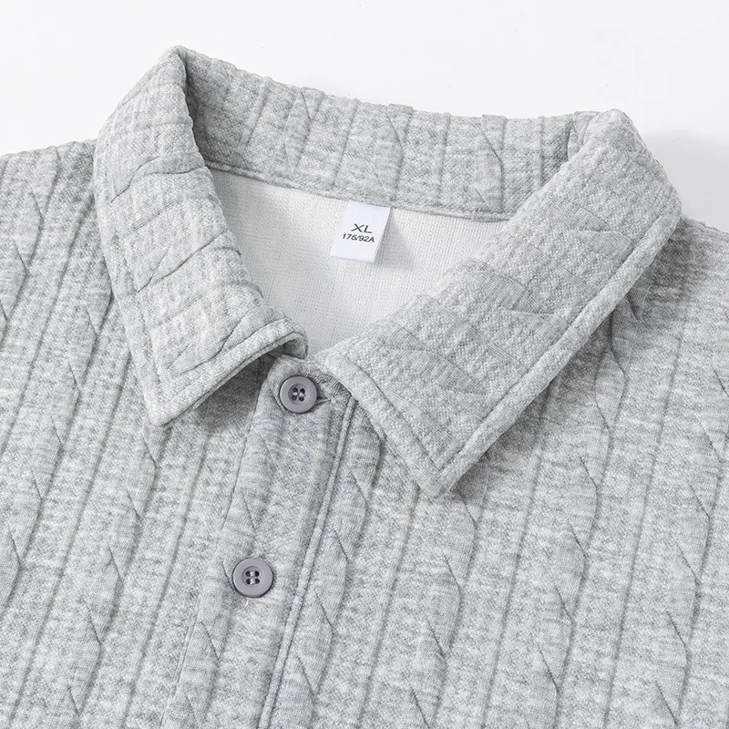 Maglione con motivo texture orecchio di grano, marchio di moda, risvolto, manica lunga, top da uomo, autunno e inverno, pullover, camicia POLO per adolescenti