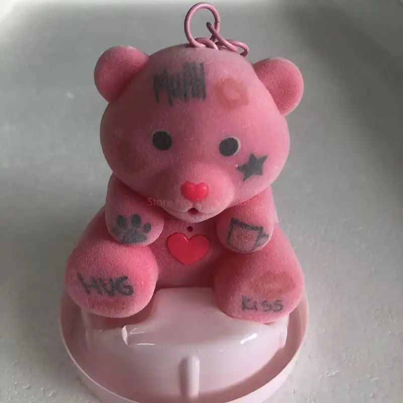 Porte-clés mignon en peluche avec pendentif pour fille, câlin, tétine, ours en peluche, enregistrement, lueur, boîte ennemi, cadeau de jour Leon, chaud, nouveau