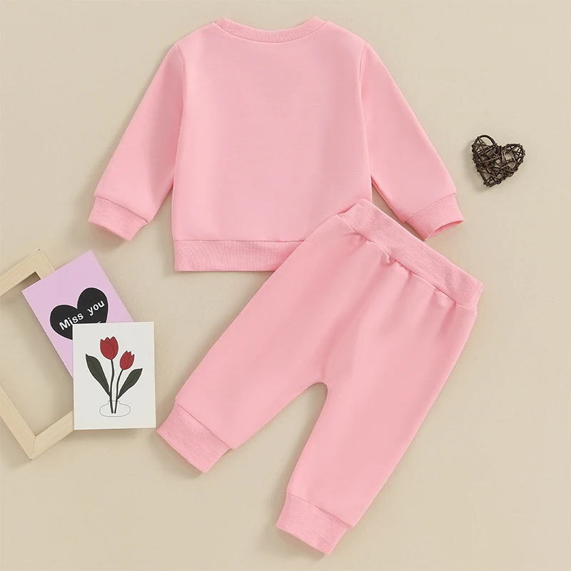 

Toddler Girl Valentine s Day Outfit Baby Long Sleeve Crewneck Letter Print Pullovers Sweatshirt Sweatpants 2pcs