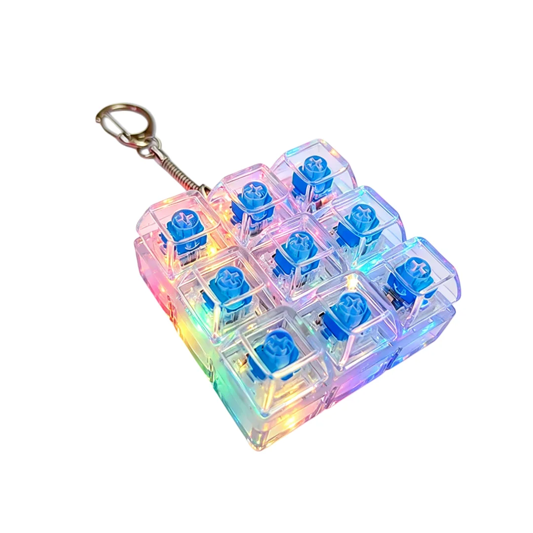 1 Stück 9-Tasten-Tastatur-Schlüsselanhänger, Stressabbau-Spielzeug, Mechanische Tasten für Menschen mit Angstzuständen, Büro-Schreibtisch-Accessoire
