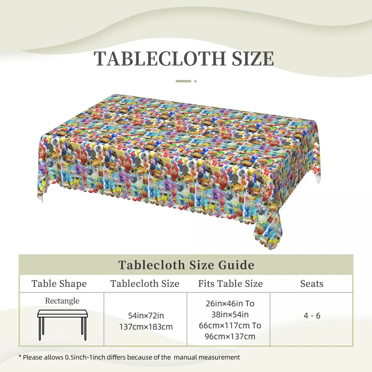 Pikmin Characters Custom Rectangular Tablecloth Oilproof Table Cover for Festival Party Decorations Table Cloth