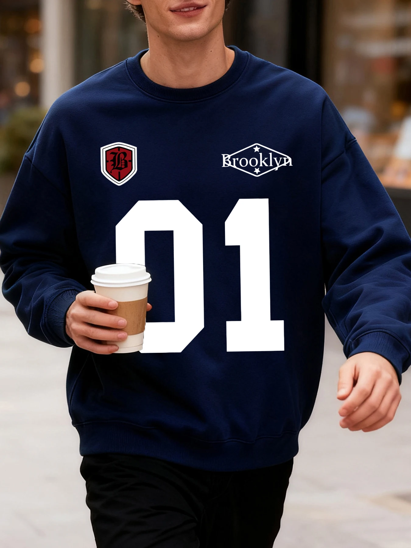 Brooklyn Nummer 01, bedrucktes Herren-Sweatshirt, Street Fashions, Pullover, Herbst, übergroße Tops, lässig, Rundhalsausschnitt, Unisex-Kleidung