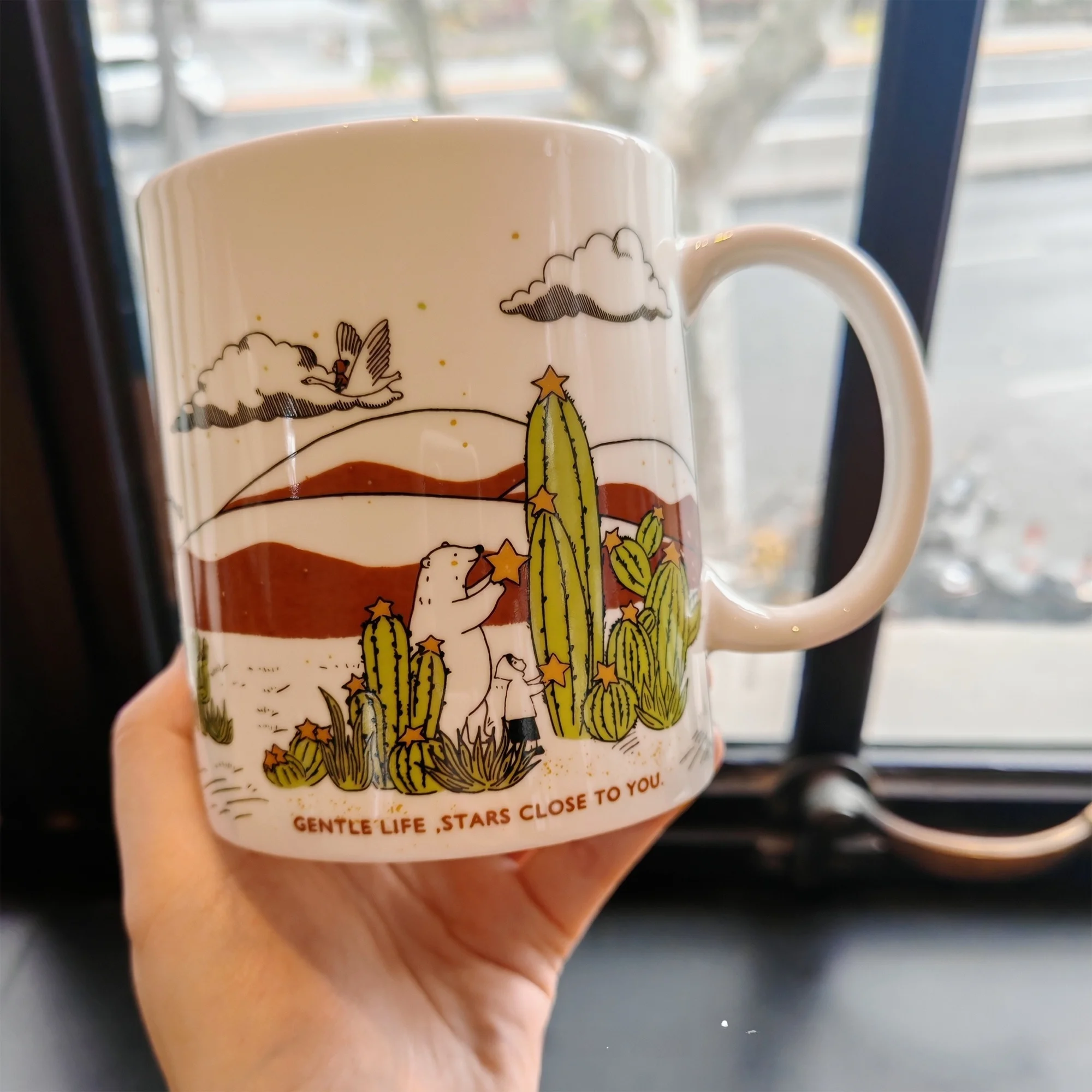 

Кружка для кофе и воды Sunnan Island SND из фарфора, 450 мл, с силиконовой крышкой, мультяшным дизайном звезды и одной ручкой-ушком