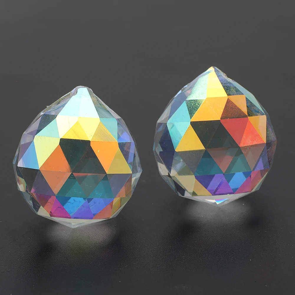 1 قطعة 30 مللي متر الكرة كريستال الشمس الماسك المنشور معلقة suncatchers مع الزجاج بريزم قوس قزح صانع للنوافذ غرفة المنزل حديقة ديكور