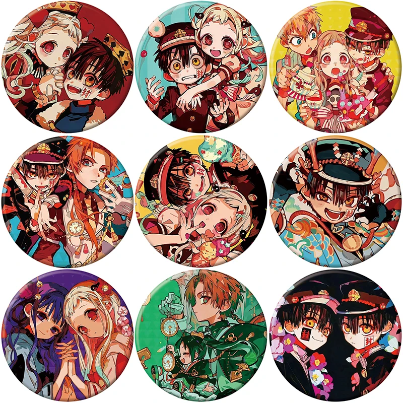 Insignia de Personaje de Anime Minamoto Kou Yashiro Nene hanako-kun, 58mm, Manga, alfileres Hanako-kun atados al inodoro para mochila, ropa, joyería