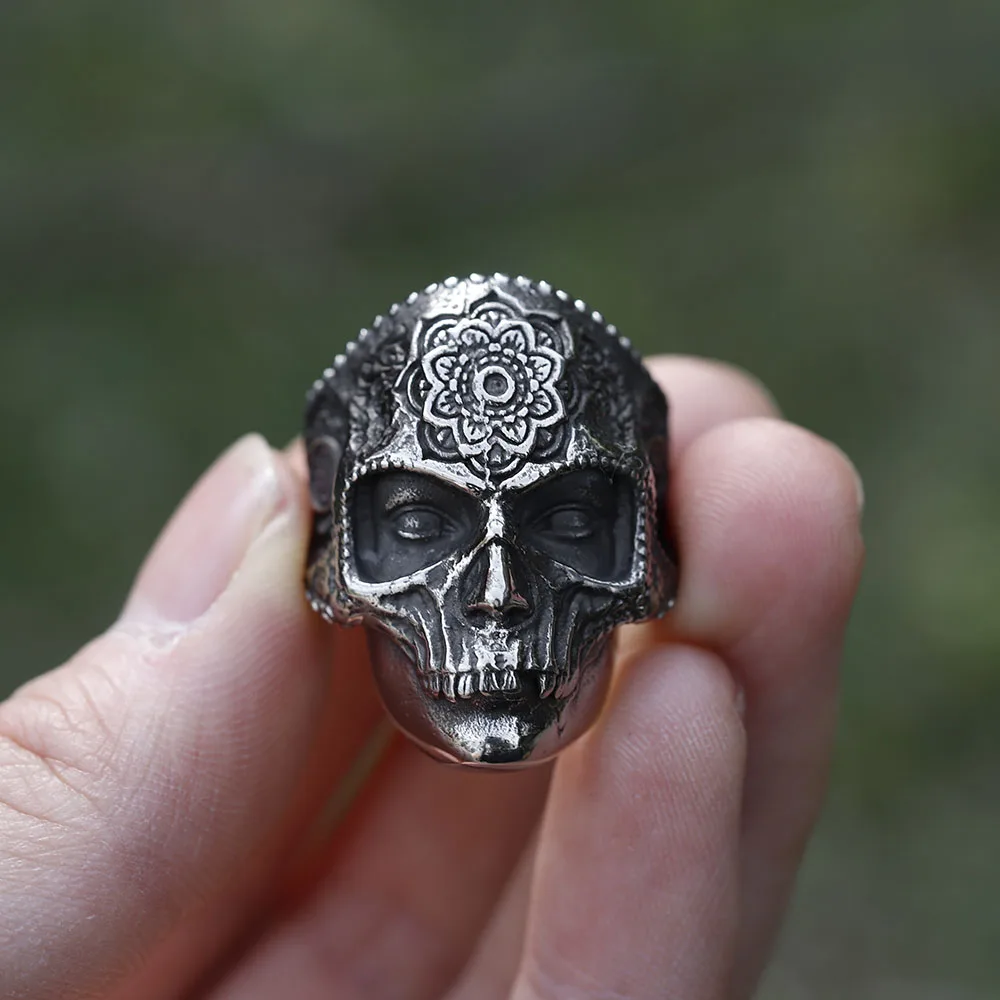 2022 NEW Men\'s 316L stainless-steel rings decorative pattern skull ring for teens gothic punk Biker Jewelry Gifts free shipping