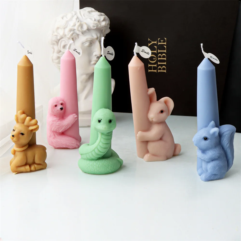 

Mirosie New Silicone Animal Squirrel Holding Candle Mold Elk Snake Bear Rabbit Aroma Candle Silicone Mold Candle Making Kit