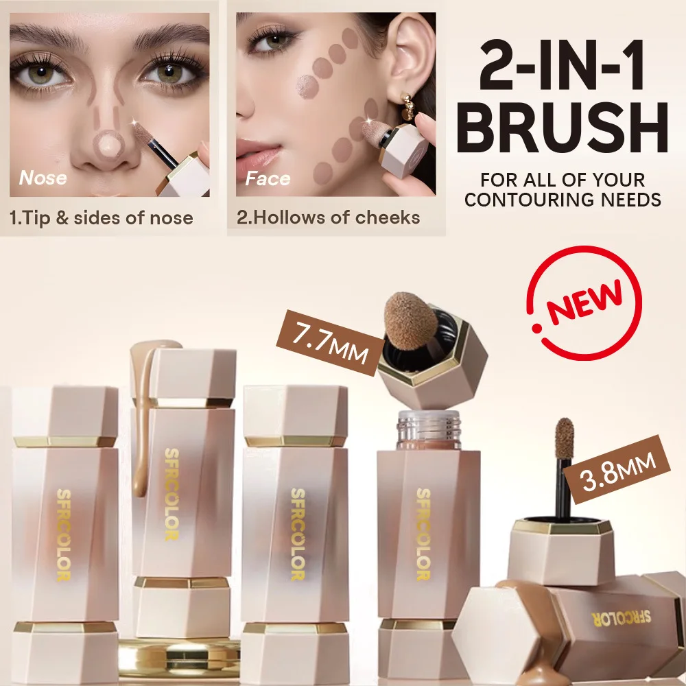 Corrector y Resaltador Líquido de Doble Punta SFR, Maquillaje Resistente al Sudor y al Agua, Cosmético de Contorno