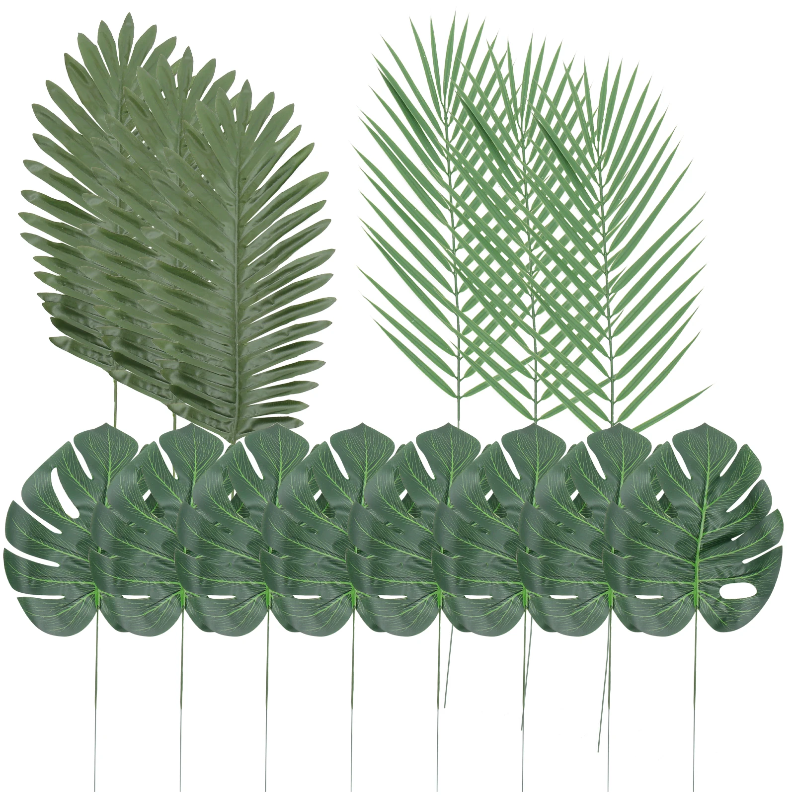 

14Pcs Artificial Leaves Lifelike Green Plant Leaf Props Silk Iron Decoration Party Photo Background Home Ornament