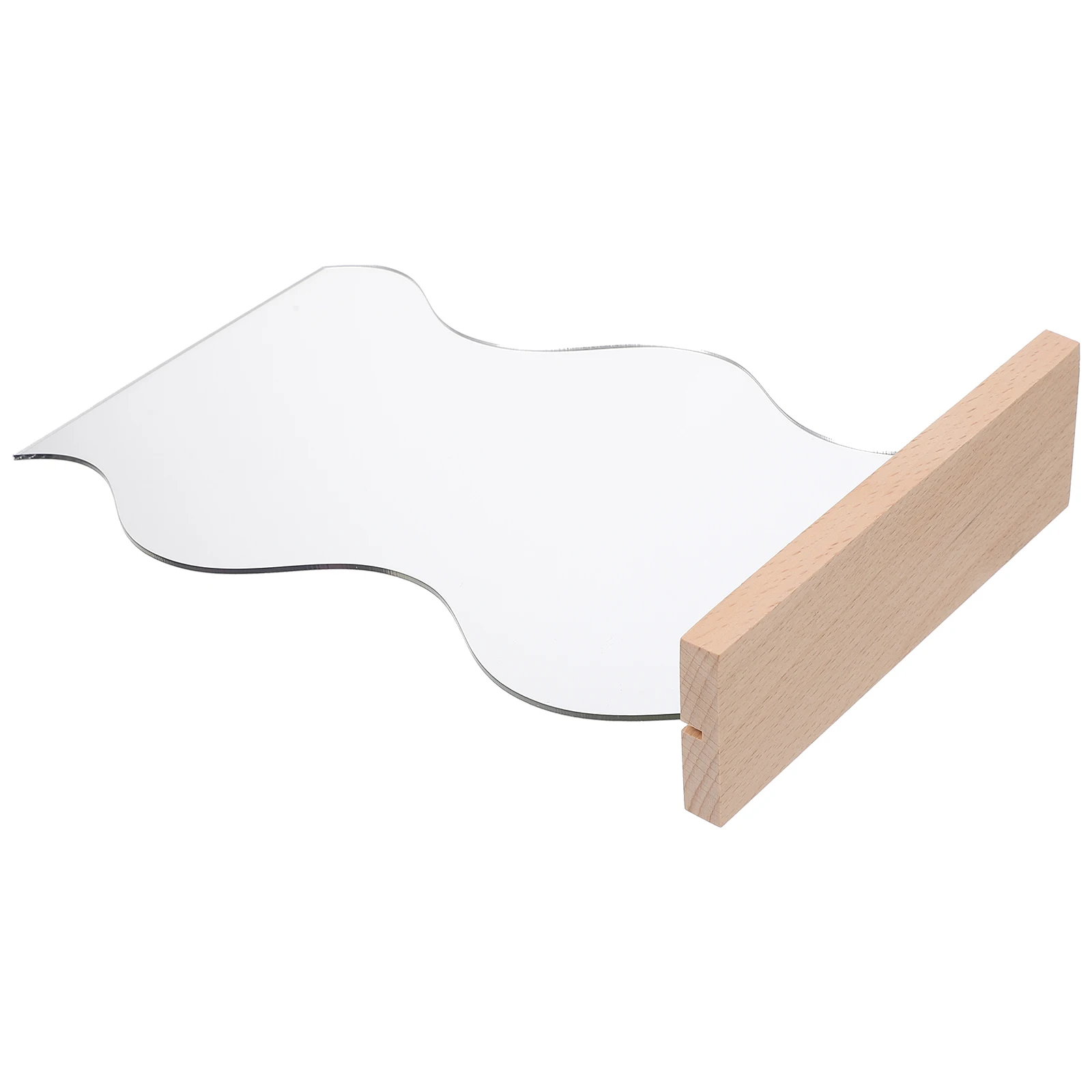 

Desktop Acrylic Makeup Mirror with Wooden Base Irregular Shape Mirror for Dorm Study Room Vanity Aesthetic Desk Decor