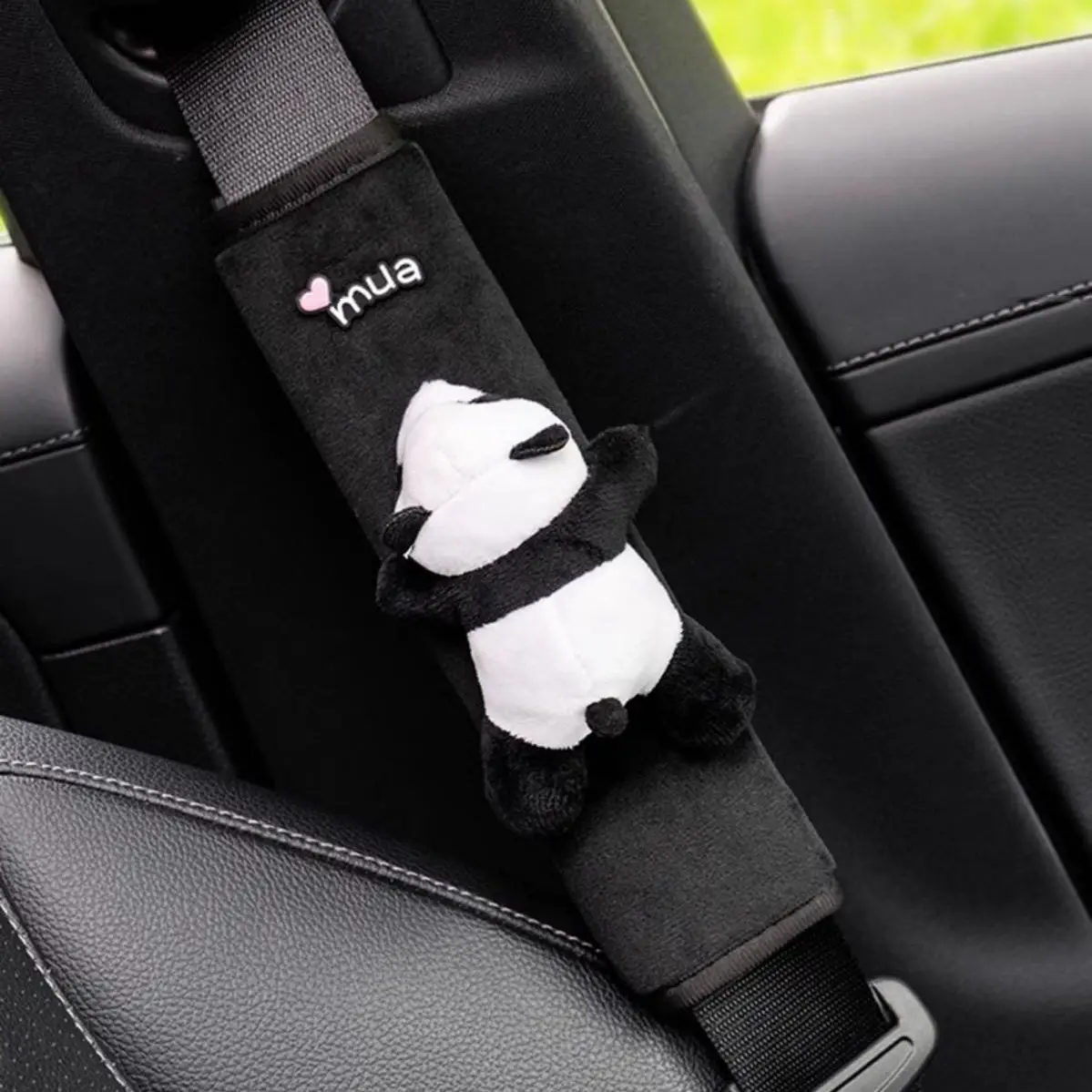 Cute Cartoon Panda Plush Universal Car Steering Wheel Cover Auto Seat belt Cover Imitate Lamb Wool Winter Car Accessories