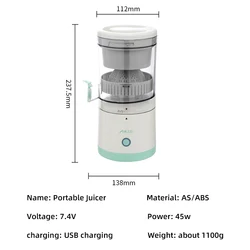 Estrattori portatili USB Mini spremiagrumi elettrico Frullatore ricaricabile Frutta Succo fresco Limone Maker Tazza Macchina domestica