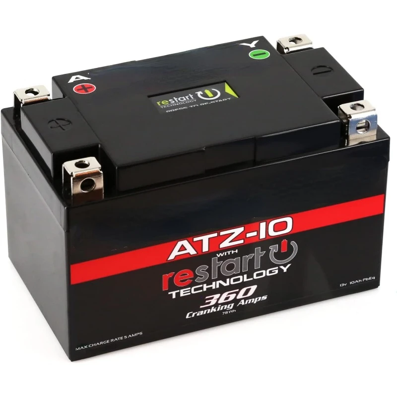 

ATZ-10 Performance Lithium Motorcycle Powersport Battery with Built-In Jump Starting. 6.1Ah, Replaces