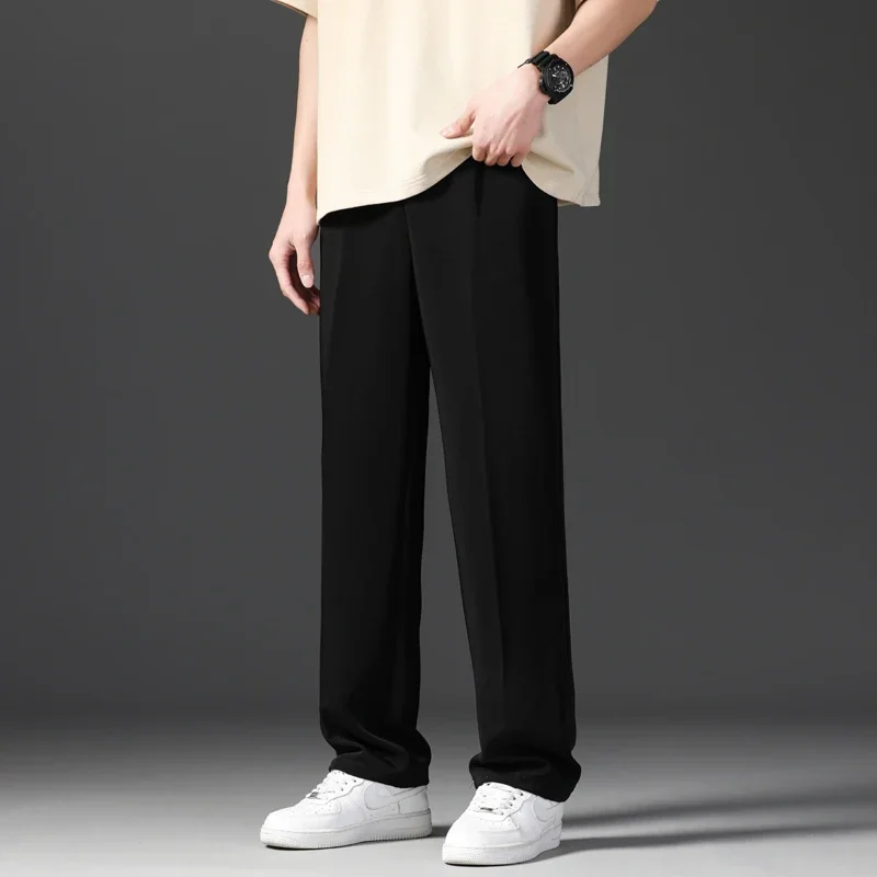 2024 New Casual Pants Korean Men's Pants Straight Loose Sweatpants Soft Fashion Draping woven Wide Leg Long Baggy Trousers