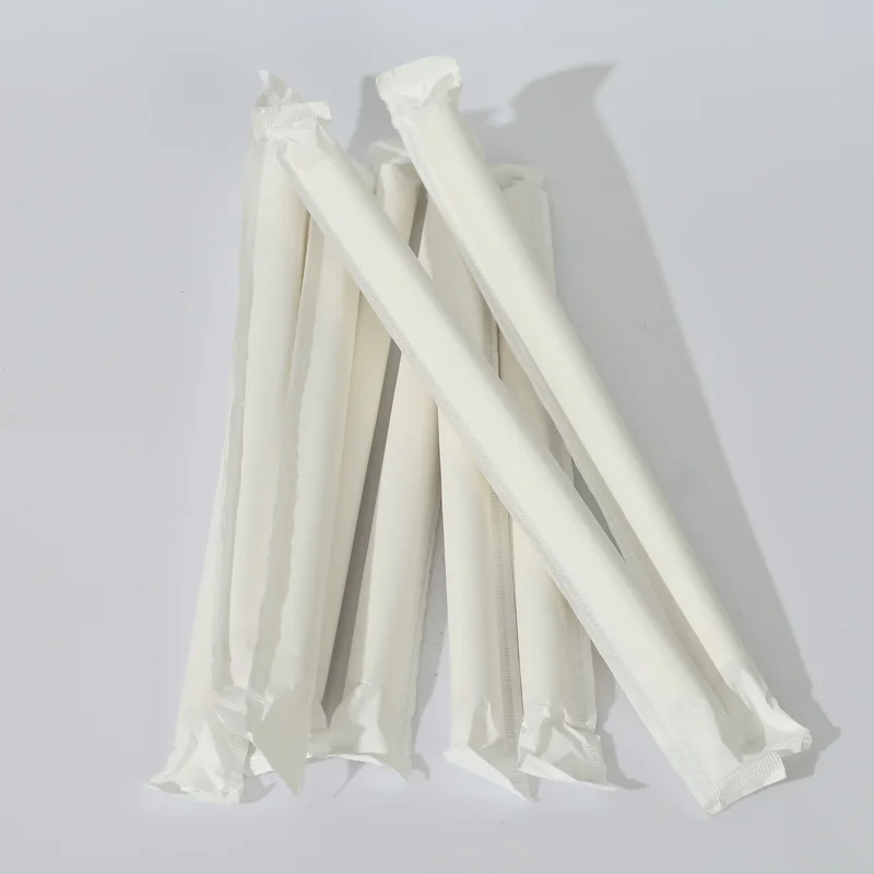 White 12x230MM Individually Wrapped Eco-Friendly Drinking Thick Paper Straws for Restaurants Supply in Daily Life--2000 Pcs