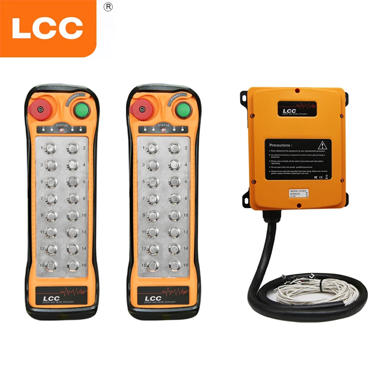 LCC Q1600 16 Buttons AC DC 12-24V 24-264V Single Speed Switches Crane Radio Remote Controller Crane Control Lift Crane Lift