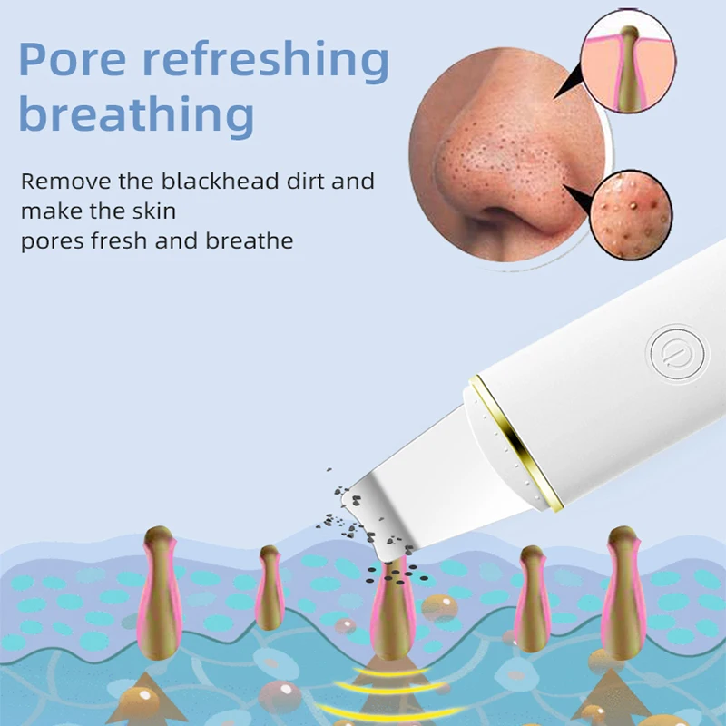 Ultrasonic Facial Skin Scrubber, Cravo Peeling, Face Cleansing Machine, Removedor de cravos, Ferramenta de cuidados com a pele