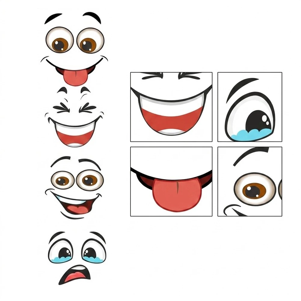 15x32 Inch Vinyl For Wheelie Bin Stickers with Amusing Emoticons for Trash Can Decoration Outdoor Indoor Weatherproof