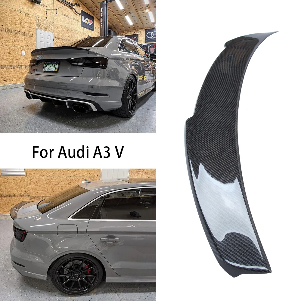 

For AUDI A3 S3 RS3 8V V Style Real Carbon Fiber Material Rear Spoiler Trunk Wing 2013-2020