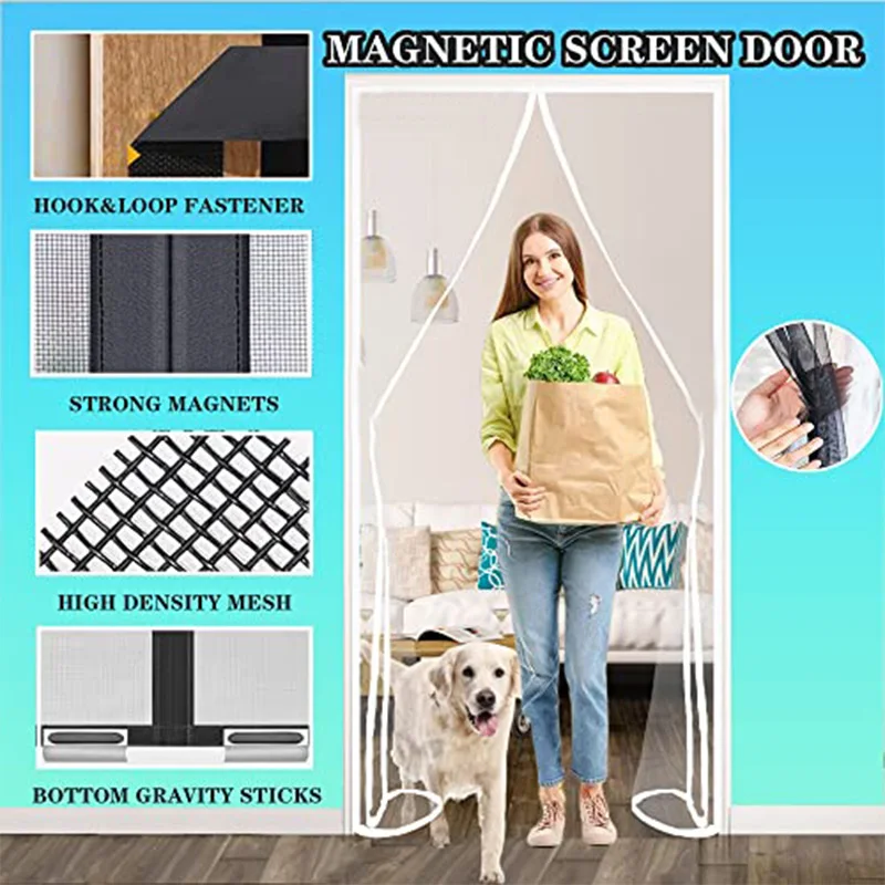 Magnetic Screen Door Mosquito Net Curtain Customized Size Invisible Mesh Summer Insect Proof Auto Close For Patio Indoor Room