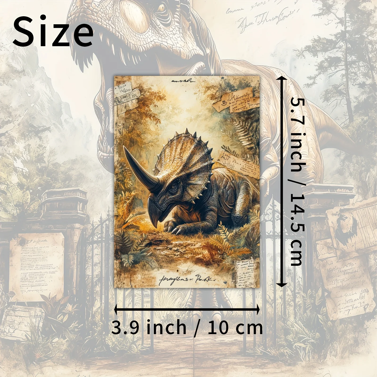 20PCS Retro Dinosaur World Postcards, Collectible Decorative Painting Cards, Suitable for Handmade Account Making
