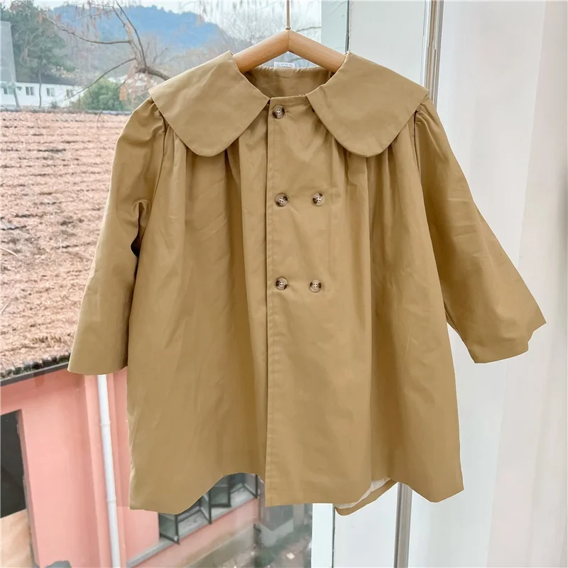 Fashion Baby Girl Boy Cotton Trench Jacket Infant Toddler Windbreak Coat Khaki Long Spring Autumn Child Dust Coat Clothes 1-7Y