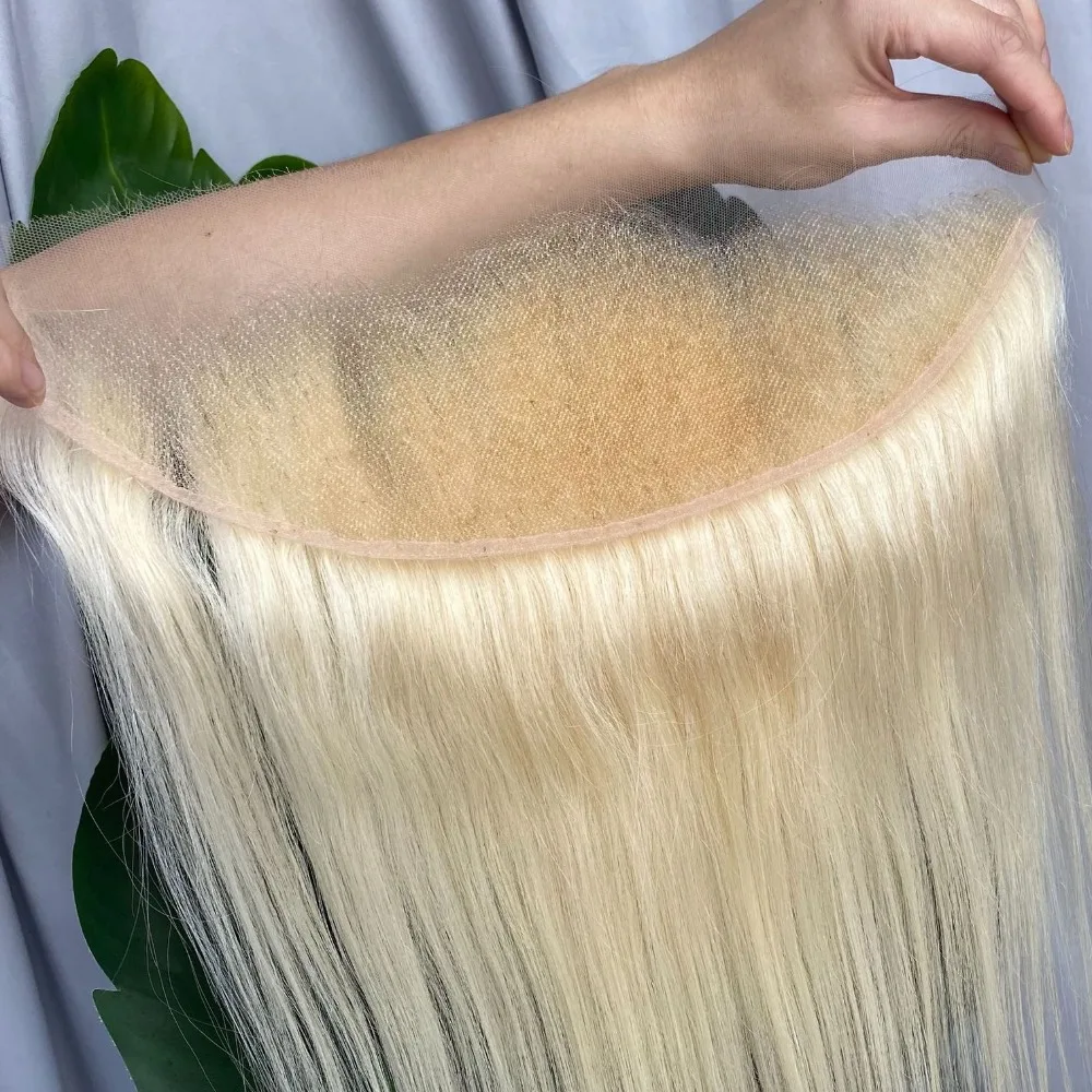 Blonde 22 Inch 13x4 Lace Frontal 613 Straight Body Wave Transparent Lace Frontal Pre Plucked Brazilian Virgin Hair Full End