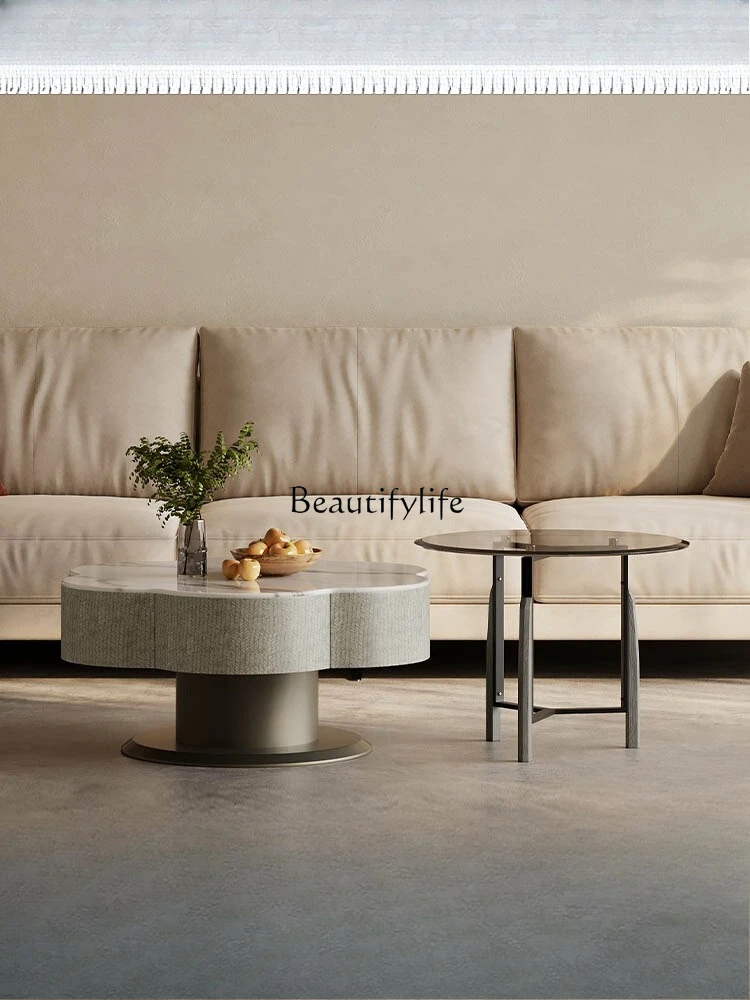 

Italian minimalist glass coffee table living room home light luxury high-end special-shaped coffee table