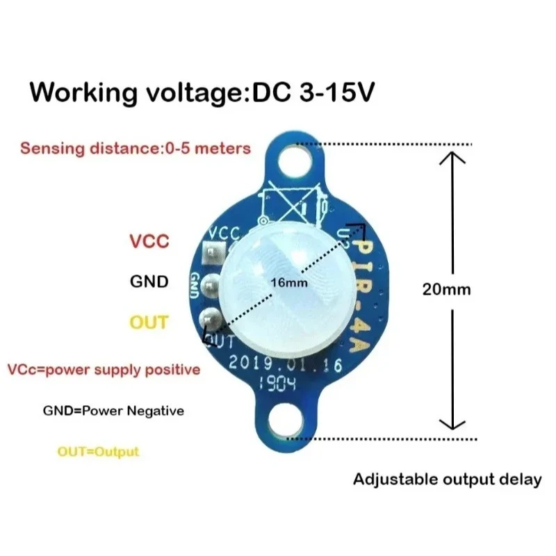 Módulo de sensor humano em miniatura PIR-4A Módulo infravermelho Chip de sensor piroelétrico
