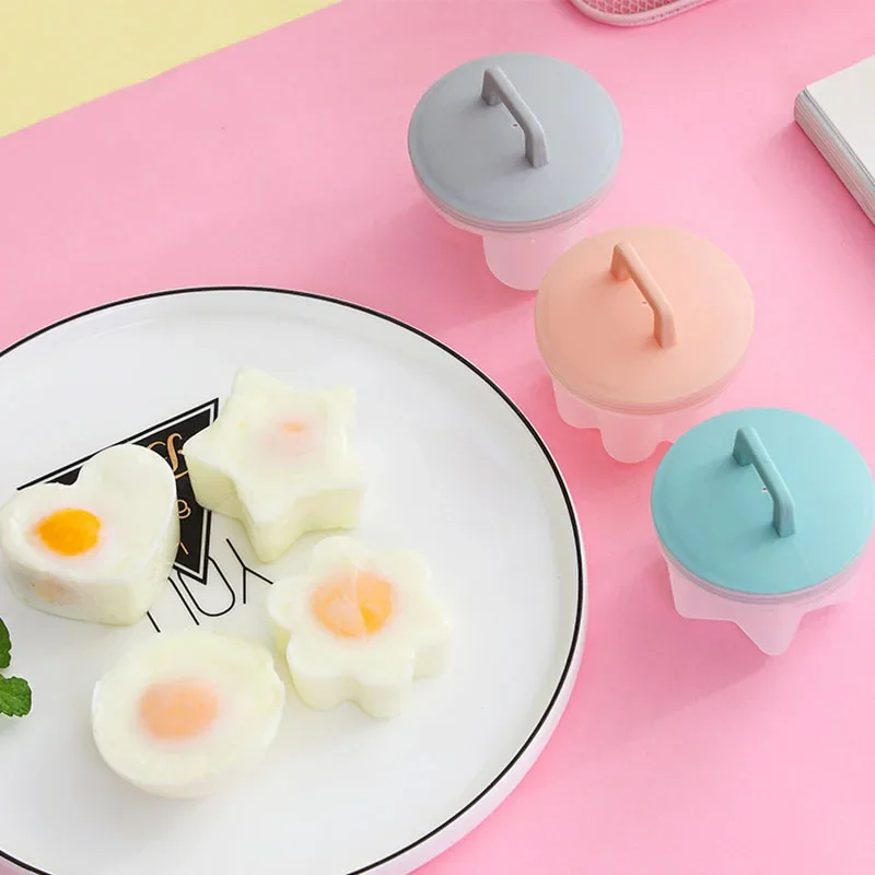 4Pcs/Set Cute Plastic Egg Boiler Kitchen Cooking Tools Egg Mold Form With Lid Brush