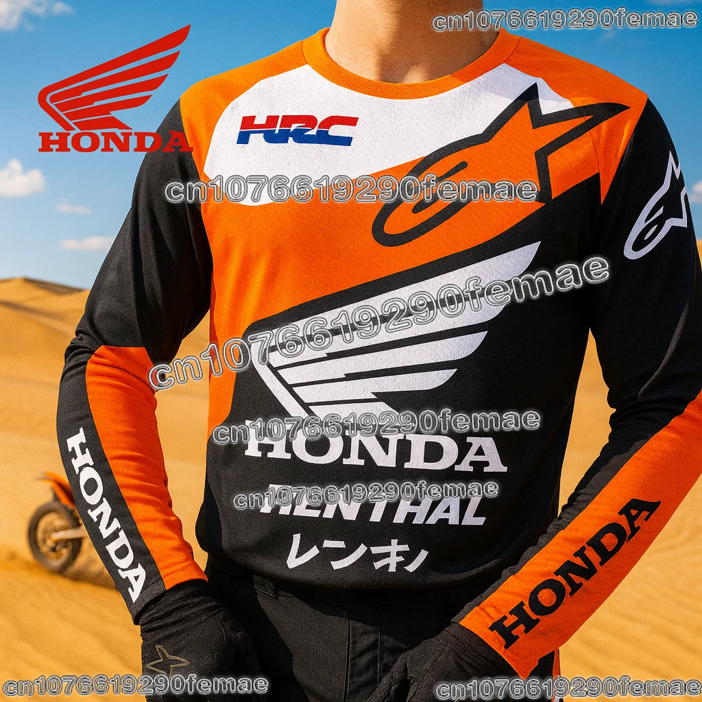 قميص Honda للدراجات النارية بأكمام طويلة سريع الجفاف، قميص مريح وجيد التهوية لسباق الدراجات الترابية والرياضات الخارجية اليومية #1