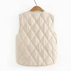 Lightweight Fall Vest Women's Winter Layering Vest Coat with Storage Bag Thin Padded V Neck Sleeveless Down Coat for Outdoor