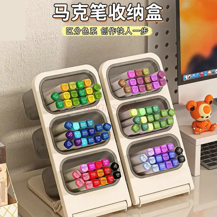 1pcs Oblique insertion type large capacity brush holder book desktop stationery watercolor pen marker pen storage box
