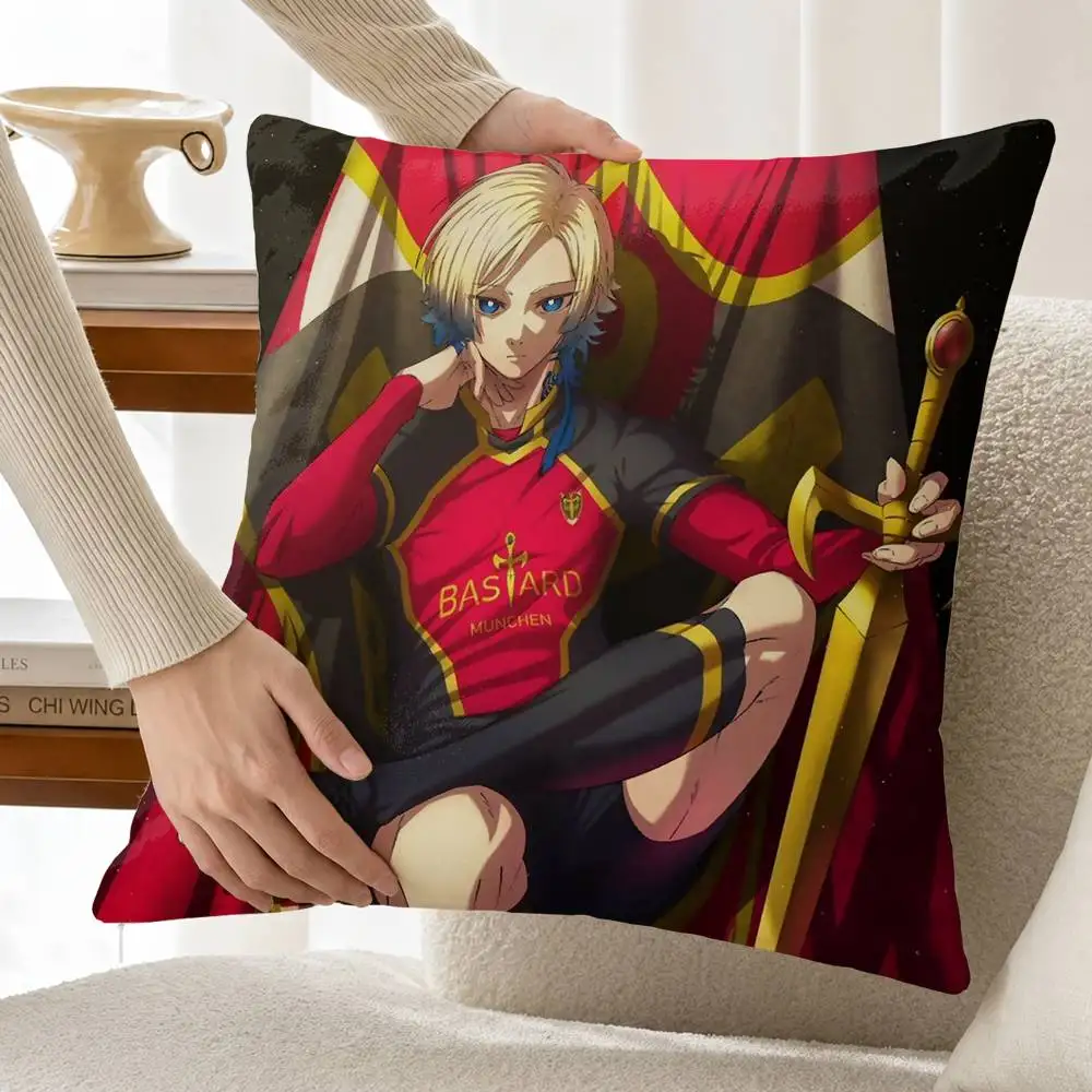 B-Blue Lock Anime k-Kaiser  Customizable Square Pillow case Double Sided Print Sofa Bedroom Decor Cushion Cover